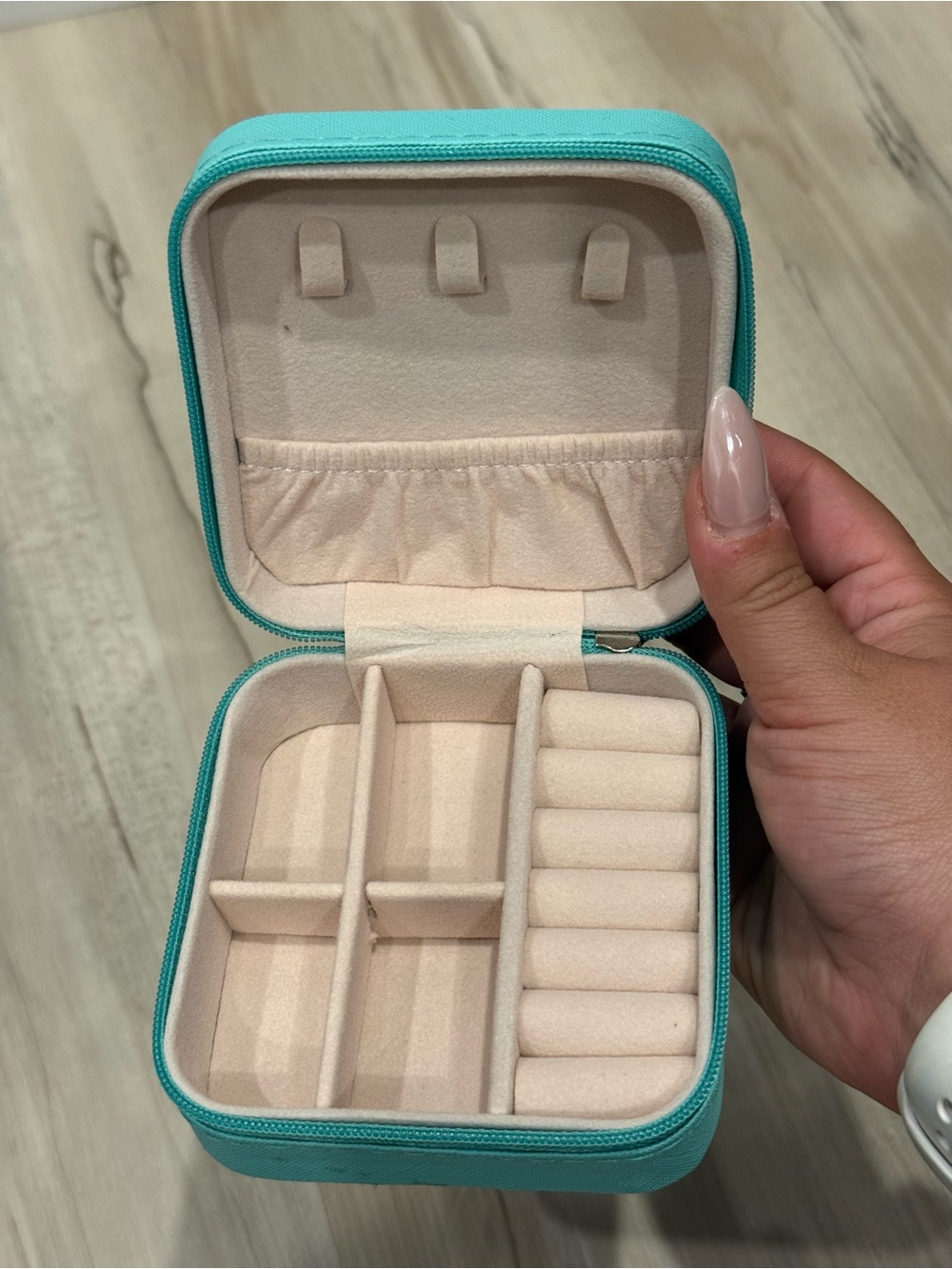 Compact Turquoise Jewelry Organizer Travel Case